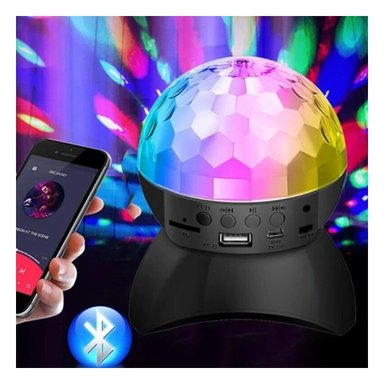 PACK6 BOCINA LED CON LUCES LED GIRATORIO Y LAMPARA NEGRO Y+REGALO STICKER - 3