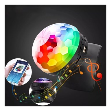 PACK6 BOCINA LED CON LUCES LED GIRATORIO Y LAMPARA NEGRO Y+REGALO STICKER - 5