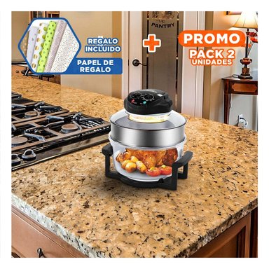 PACK2 COCINA COMPACTA 8 EN 1 PARA PREPARAR COMIDAS 12 LITROS TRANSPARENTE NEGRO Y+PAPEL REGALO - 1