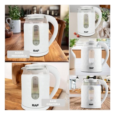 OLLA ELECTRICA VIDRIO MODERNA Y VERSATIL 2L PARA HERVIR AGUA BLANCO Y+LIGAS REGALO - 5
