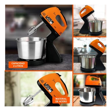 MEZCLADORA HOGAR PEDESTAL CON TAZON 2L NARANJA PARA REPOSTERIA Y BATIDOS Y+LIGAS REGALO - 5