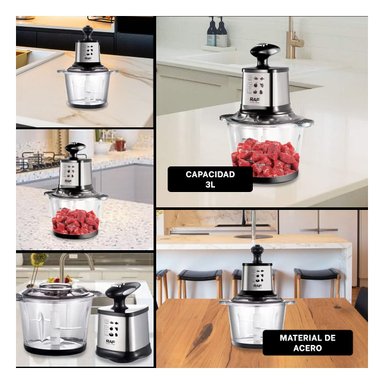 PACK2 MEZCLADOR PORTATIL 3L CON ACCESORIOS COLOR NEGRO PARA COCINA Y+PAPEL REGALO - 3