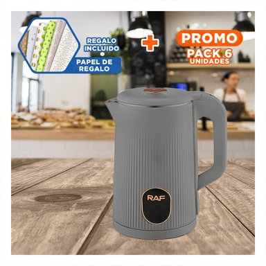 PACK6 CALENTADOR ELECTRICO MODERNO Y RAPIDO 2L PARA BEBIDAS COLOR PLOMO Y+PAPEL REGALO - 1