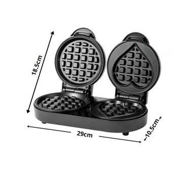 PACK2 MINI WAFLERA DOBLE CIRCULAR Y CORAZON COLOR NEGRO CON PLACAS ANTIADHERENTES - 4