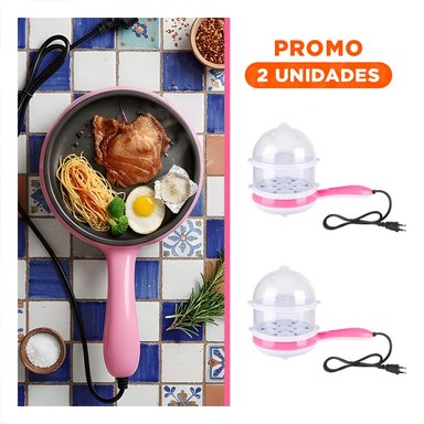 PACK2 SISTEMA AVANZADO DE CALOR EN PAVA 2 EN 1 ROSADA FREIDORA PARA MUCHA COMIDA - 1