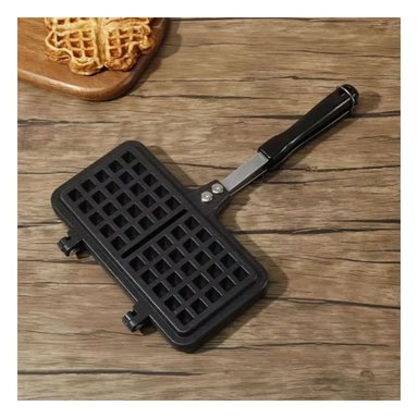 HORNO PORTATIL WAFLERA DOBLE CON MANGO LARGO CLASICO NEGRO PARA POSTRES Y+PAPEL REGALO - 5