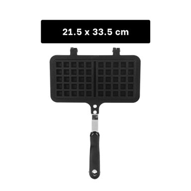 PACK4 HORNO COMPACTO WAFLERA DOBLE CON MANGO LARGO COLOR NEGRO PARA USO FAMILIAR - 4