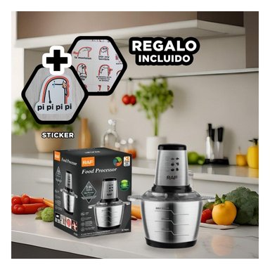 TRITURADOR 3L DE ALIMENTOS CON MOTOR POTENTE COLOR GRIS Y+REGALO STICKER - 1