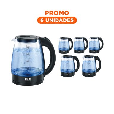 PACK6 JARRA ELÉCTRICA COLOR NEGRO CON BASE ANTIDESLIZANTE Y APAGADO AUTOMÁTICO 2L - 1