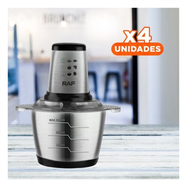 PACK4 BATIDORA 3L DE ALIMENTOS COLOR GRIS PARA PREPARACIONES RÁPIDAS - 1