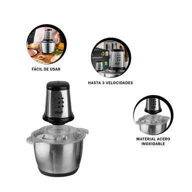 LICUADORA 3L DE ALIMENTOS CON MOTOR POTENTE COLOR GRIS - 3