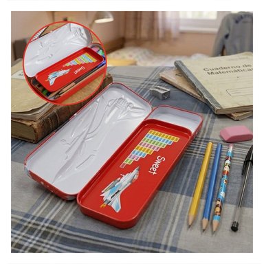 PACK6 ORGANIZADOR ESCOLAR METALICO ROJO CON DISEÑO FUNCIONAL Y PRACTICO Y+PAPEL REGALO - 2