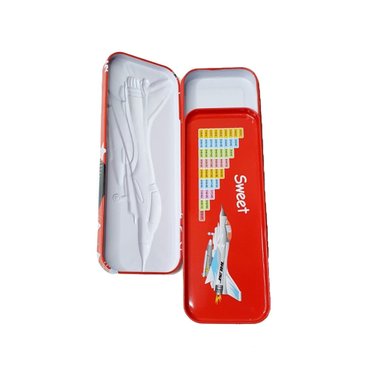 PORTALAPICES ESCOLAR ROJO CON SEPARADOR INTERNO Y DISEÑO PRACTICO Y+PAPEL REGALO - 1