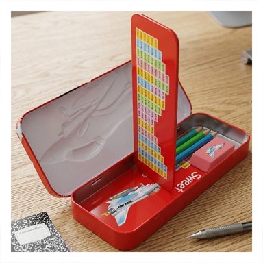 PORTALAPICES ESCOLAR ROJO CON SEPARADOR INTERNO Y DISEÑO PRACTICO Y+PAPEL REGALO - 5