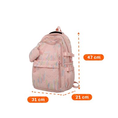 MALETIN JUVENIL RAYAS COLORIDAS ROSADO PARA COLEGIO DIARIO - 4