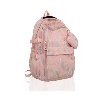 MORRAL UNIVERSITARIO RAYAS COLORIDAS ROSADO CON DISEÑO JUVENIL Y+LIGAS REGALO - 3