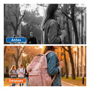 MORRAL UNIVERSITARIO RAYAS COLORIDAS ROSADO CON DISEÑO JUVENIL Y+LIGAS REGALO - 5
