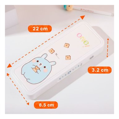 PACK6 NECESER MODERNO CONEJO BEIGE CON CLAVE 2 NIVELES ESCOLAR Y+PAPEL REGALO - 4