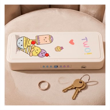 LAPICERA ESCOLAR BEIGE CON DOBLE NIVEL Y CLAVE DISENO HELADOS Y+REGALO STICKER - 2