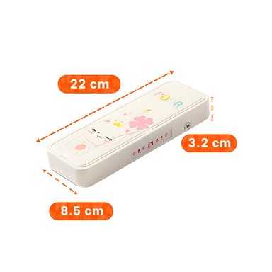 NECESER INFANTIL CON CLAVE 2 NIVELES GATO CON FLOR BEIGE FUNCIONAL - 4