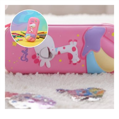 ESTUCHE INFANTIL JIRAFA ROSADO ALTO RELIEVE CON DISENO ENCANTADOR DIARIO Y+PAPEL REGALO - 3