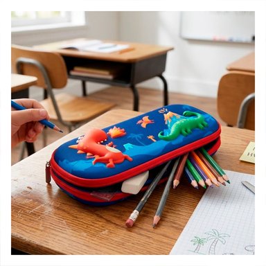 PACK4 ACCESORIO COMPACTO DINOS AZUL ALTO RELIEVE PARA USO ESCOLAR Y+REGALO STICKER - 3