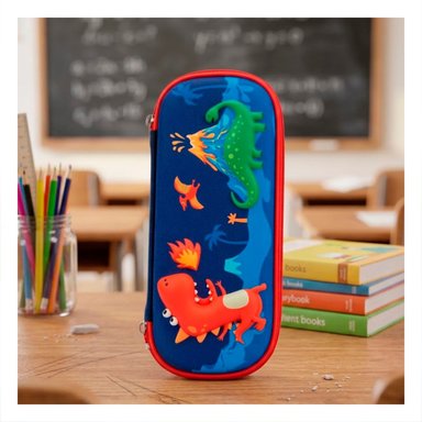 PACK4 ACCESORIO COMPACTO DINOS AZUL ALTO RELIEVE PARA USO ESCOLAR Y+REGALO STICKER - 5