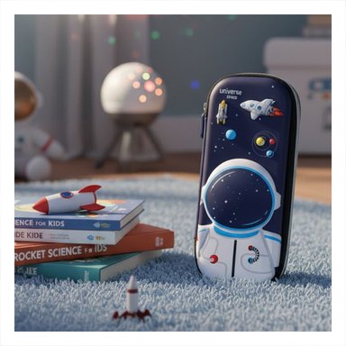 PACK6 FUNDA ESCOLAR ASTRONAUTA HAPPY AZUL ALTO RELIEVE CON CIERRE SEGURO Y+REGALO STICKER - 5