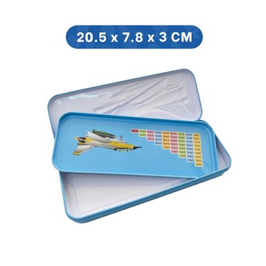 PACK2 CARTUCHERA PRACTICA CELESTE METALICA CON SEPARADOR AMPLIO Y+REGALO STICKER - 4