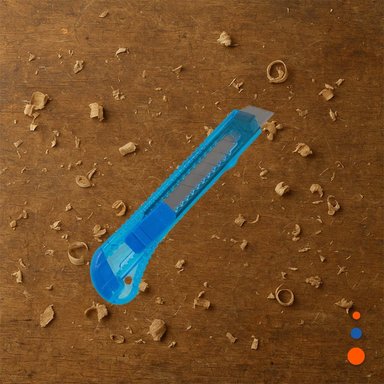 PACK2 NAVAJA ESCOLAR 15CM AZUL TRANSPARENTE SET 3 UNIDADES OFICINA - 2