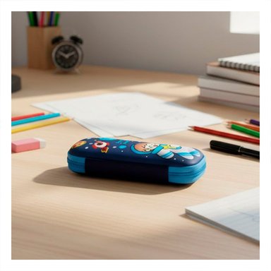 PACK2 BOLSO COMPACTO ASTRONAUTA FELIZ AZUL ALTO RELIEVE PARA GUARDAR UTILES - 2