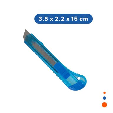 PACK6 CUTER DE ESCRITORIO 15CM AZUL TRANSPARENTE SET 3 UNIDADES Y+REGALO STICKER - 4