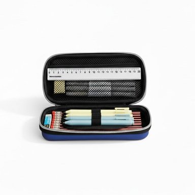 ESTUCHE MODERNO ASTRONAUTA HAPPY AZUL ALTO RELIEVE CON ESPACIO AMPLIO INTERNO Y+LIGAS REGALO - 3