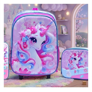 PACK6 BOLSO PACK ROSADO DE UNICORNIO CON LONCHERA Y CARTUCHERA ESCOLAR Y+REGALO STICKER - 5