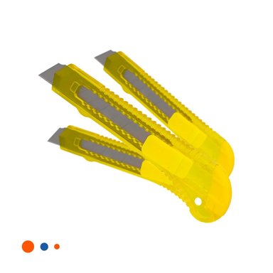 CORTADOR AMARILLO TRANSPARENTE 15CM RETRACTIL SET 3 UNIDADES Y+PAPEL REGALO - 1