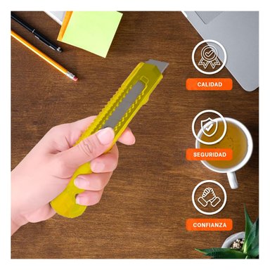 CORTADOR AMARILLO TRANSPARENTE 15CM RETRACTIL SET 3 UNIDADES Y+PAPEL REGALO - 3