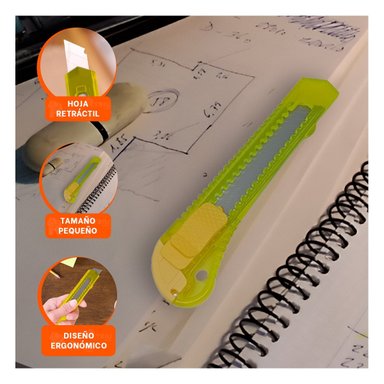 CORTADOR AMARILLO TRANSPARENTE 15CM RETRACTIL SET 3 UNIDADES Y+PAPEL REGALO - 5