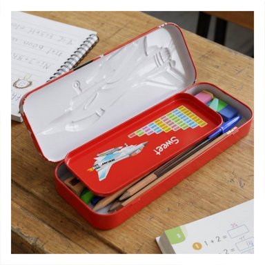 PACK2 ESTUCHE BLANCO DE METAL CON COMPARTIMENTO INTERNO PARA ESCRITORIO - 2