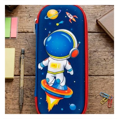 PACK4 ACCESORIO ESCOLAR ASTRONAUTA AZUL ALTO RELIEVE CON CIERRE SEGURO DIARIO - 2
