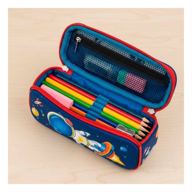 PACK4 ACCESORIO ESCOLAR ASTRONAUTA AZUL ALTO RELIEVE CON CIERRE SEGURO DIARIO - 5