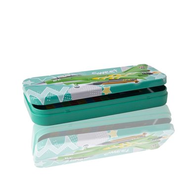 PACK6 ESTUCHE RESISTENTE VERDE METALICO CON SEPARADOR PARA UTILES Y+REGALO STICKER - 2