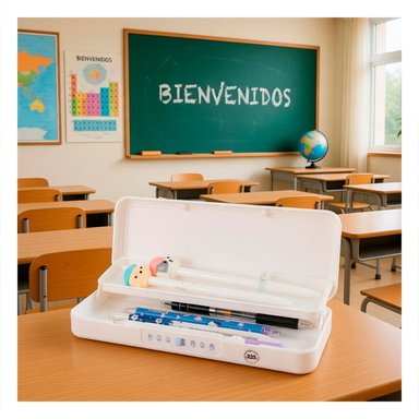 ESTUCHE PRACTICO CONEJO Y REJAS BEIGE CON CLAVE 2 NIVELES - 2