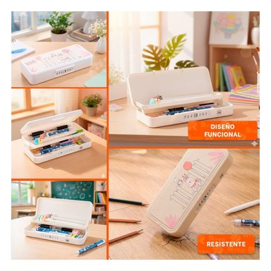 ESTUCHE PRACTICO CONEJO Y REJAS BEIGE CON CLAVE 2 NIVELES - 5