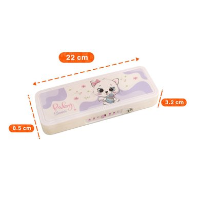 PACK6 CARTUCHERA ESCOLAR RESISTENTE CON CLAVE 2 NIVELES GATO BEIGE Y+PAPEL REGALO - 4