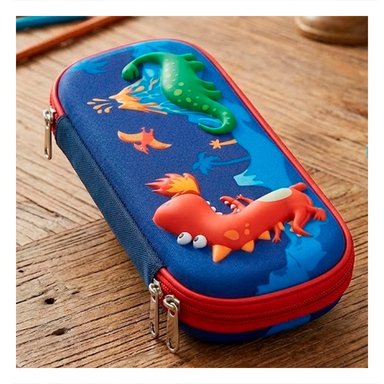 PACK4 ACCESORIO ESCOLAR DINOS AZUL ALTO RELIEVE CON CIERRE SEGURO DIARIO - 2