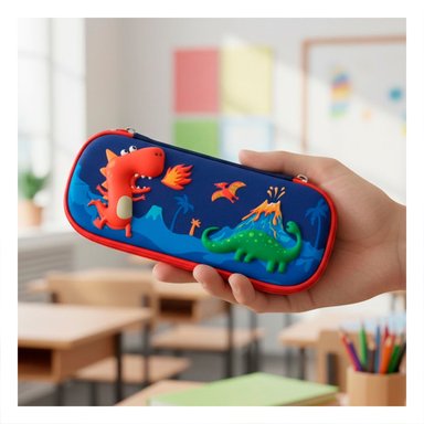 PACK4 ACCESORIO ESCOLAR DINOS AZUL ALTO RELIEVE CON CIERRE SEGURO DIARIO - 3