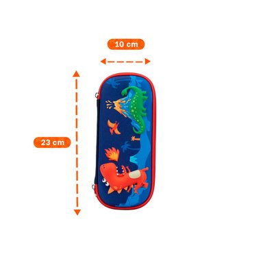 PACK4 ACCESORIO ESCOLAR DINOS AZUL ALTO RELIEVE CON CIERRE SEGURO DIARIO - 4