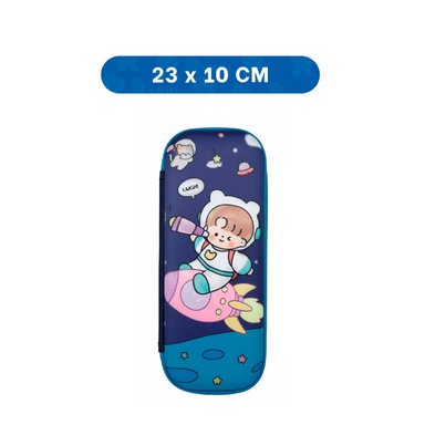 PACK6 FUNDA ESCOLAR ASTRONAUTA EN COHETE AZUL ALTO RELIEVE CON CIERRE SEGURO Y+REGALO STICKER - 4