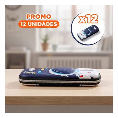 PACK12 FUNDA INFANTIL ASTRONAUTA HAPPY AZUL ALTO RELIEVE CON DISENO LINDO Y PRACTICO - 1