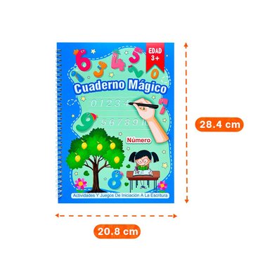 PACK2 FORMATO AZUL CUADERNO MAGICO PARA PRACTICA INFANTIL Y+PAPEL REGALO - 4
